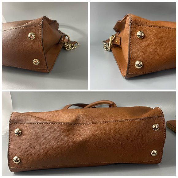 Michael Kors Hamilton Camel Brown Leather Shoulder Bag w/ A Long Wallet - Picture 15 of 15